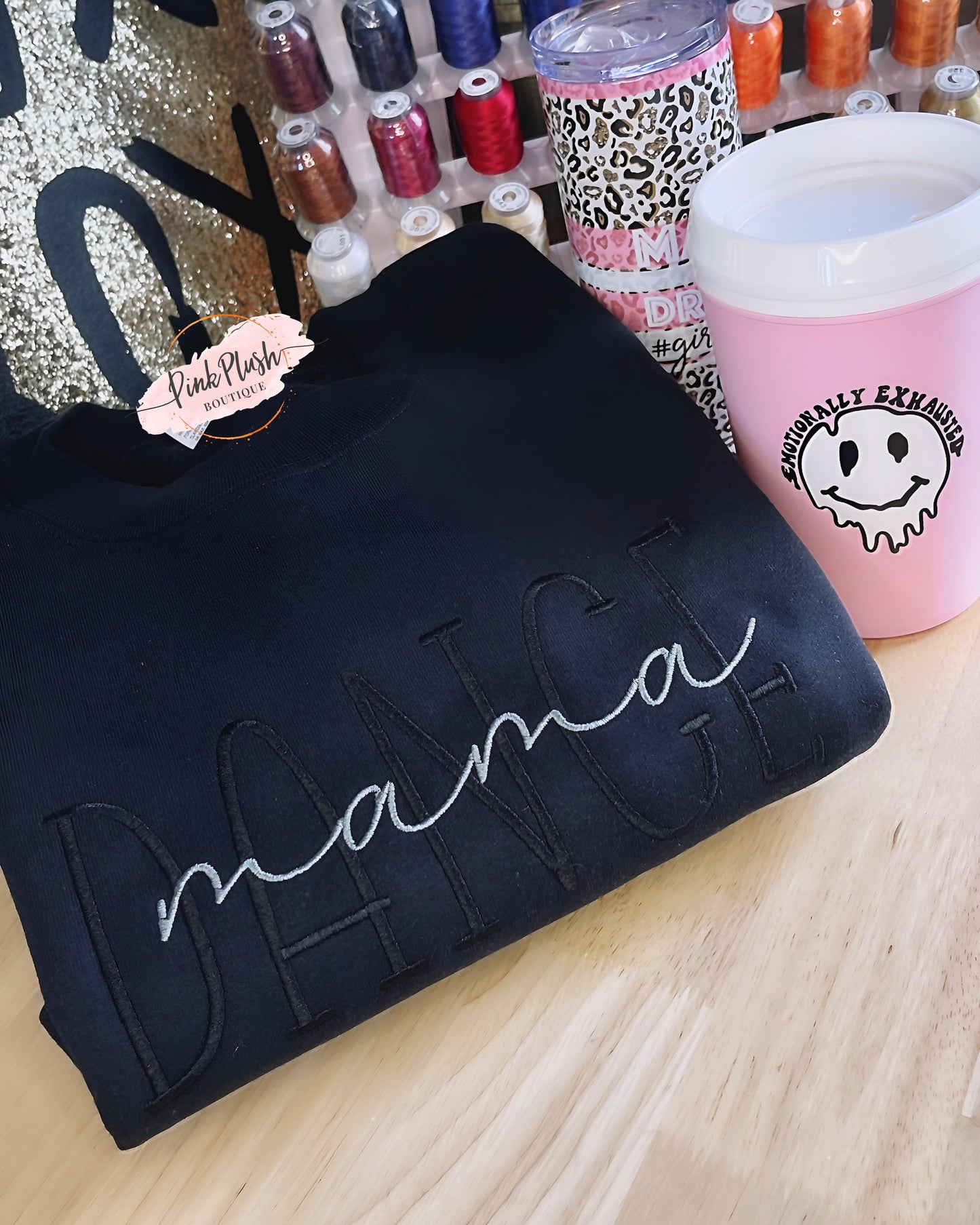 New! "Dance Mama" Embroidered Sweatshirt Pink Plush Boutique