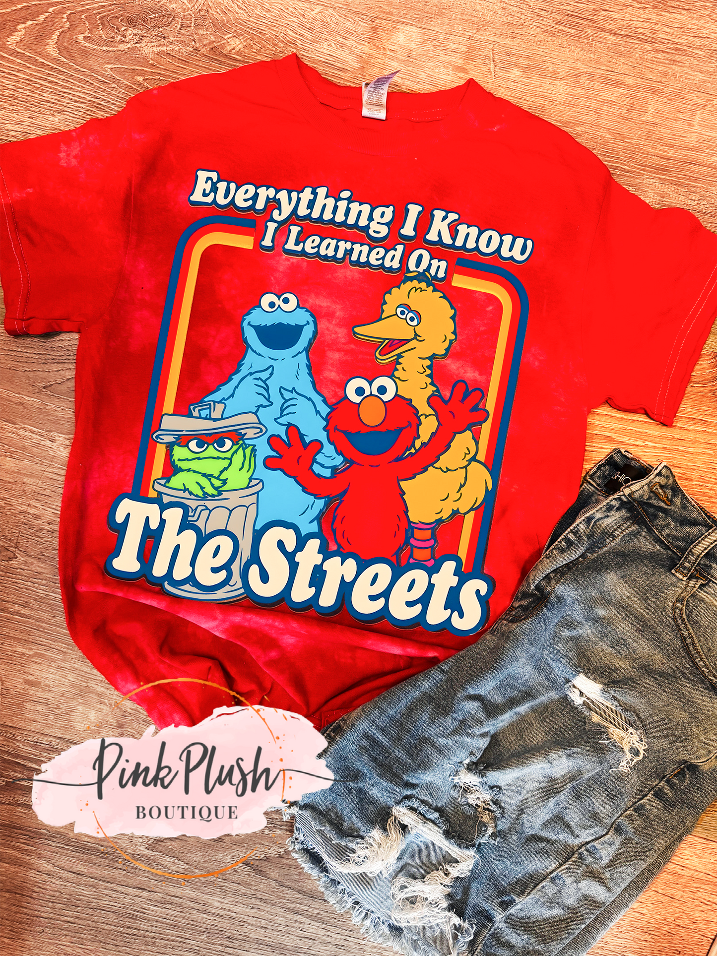 “I learned from the streets” Sesame Street T-shirt Pink Plush Boutique