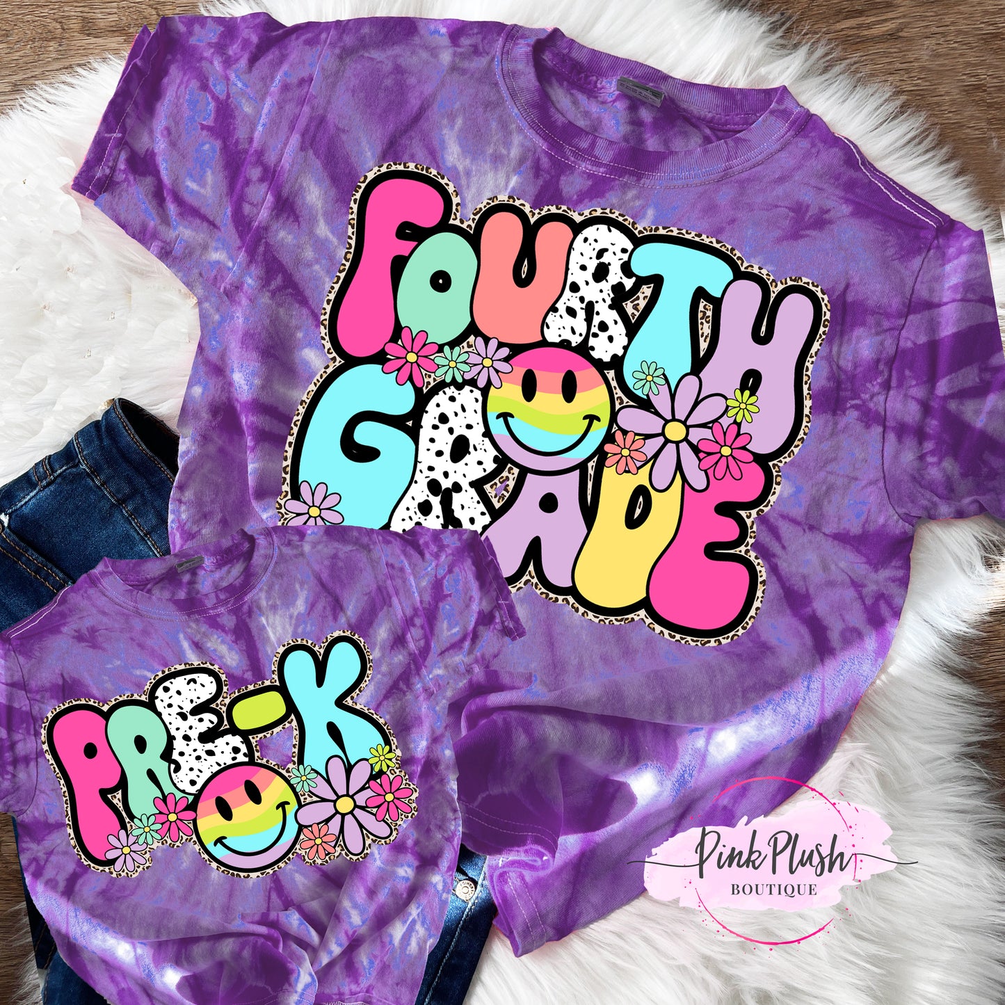 NEW! Retro Back To School  Tye Dye Tshirts | PreK - 4th Grade Pink Plush Boutique