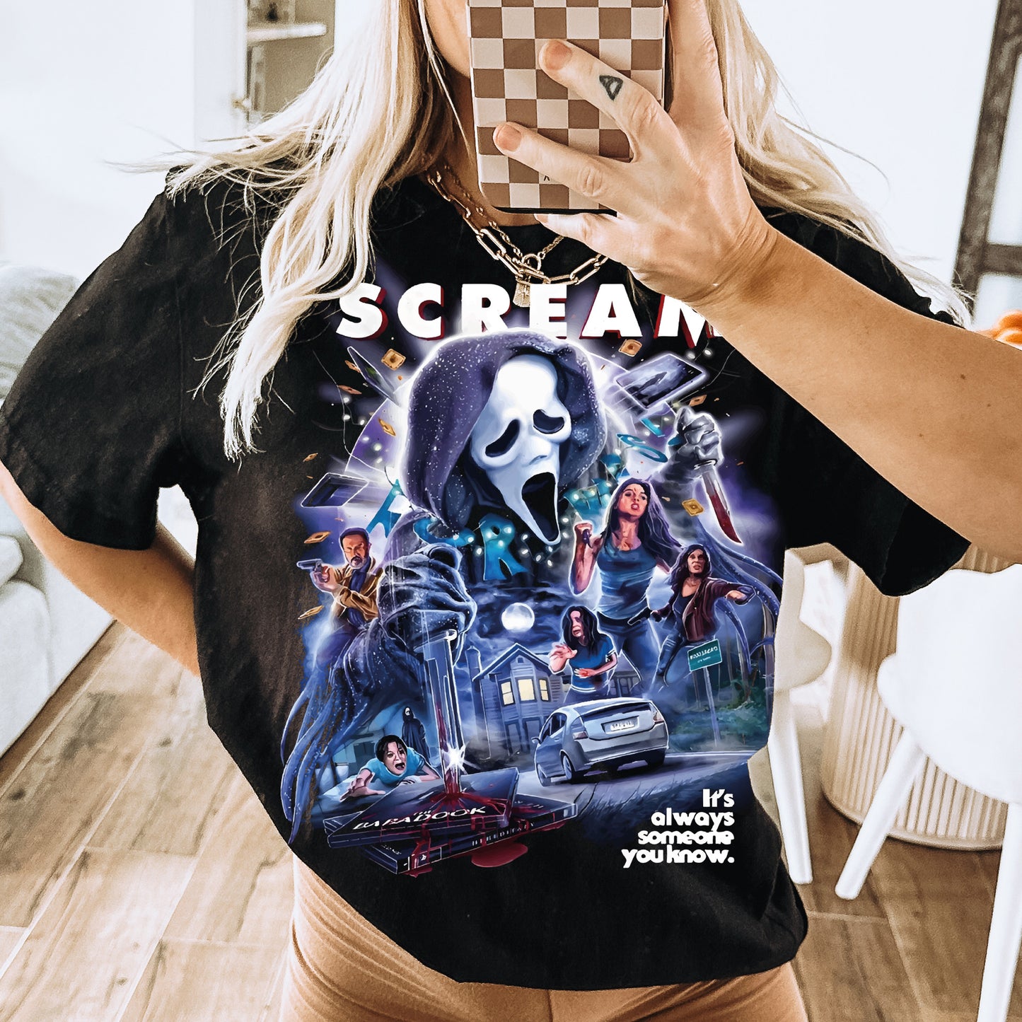 "Ghostface It's Always Someone You Know" Halloween Tshirt Unisex Sizing