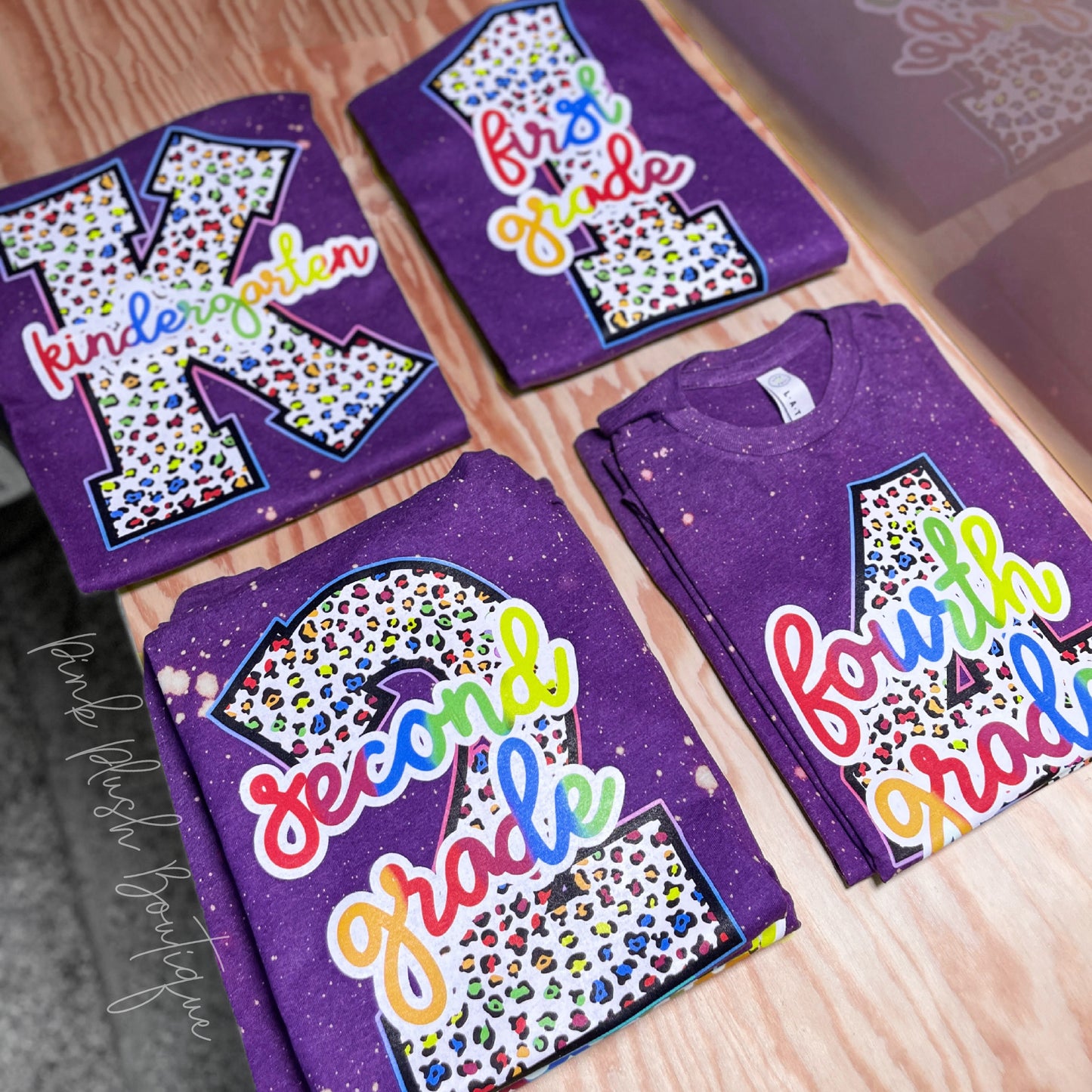 New! Rainbow Leopard Tshirt (PreK-6th Grade) - Back to School Pink Plush Boutique
