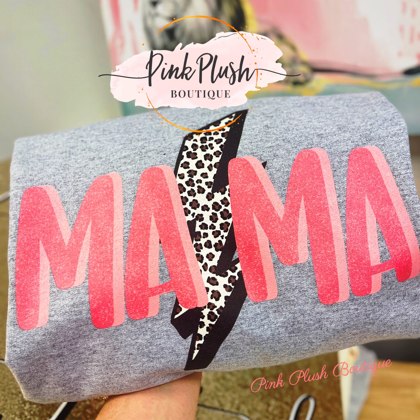 grey and hot pink mama and mini sweatshirts